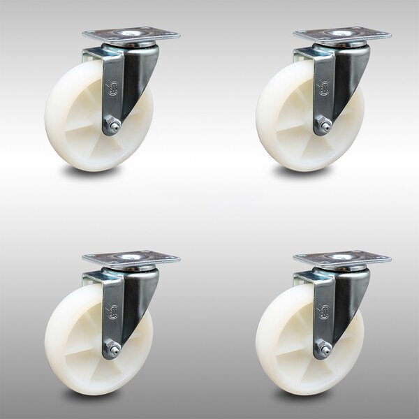 5 Inch SS Nylon Wheel Swivel Top Plate Caster Set